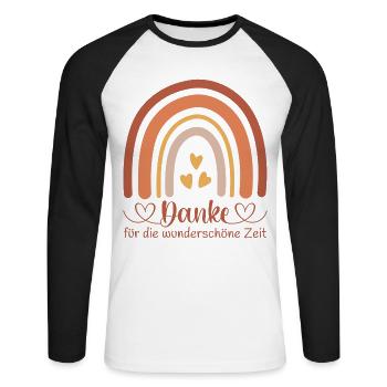 Danke für die wunderschöne Zeit - Kita Abschied - Unisex Baseballshirt langarm - Weiß/Schwarz - Vorne - Nik (191cm)