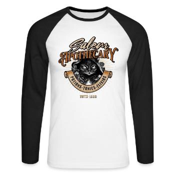Wizard Cat Salem Apothecary - Unisex Long Sleeve Baseball T-Shirt - white/black - Front - Nik (191cm)