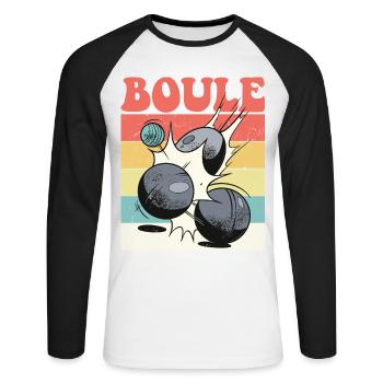 Boulespieler Boulekugel für Bouler Petanque Boule - Unisex Baseballshirt langarm - Weiß/Schwarz - Vorne - Nik (191cm)