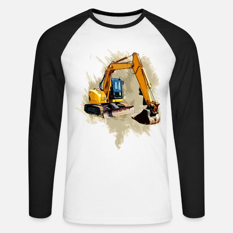Schaufel-Bagger - Unisex Baseballshirt langarm - Weiß/Schwarz