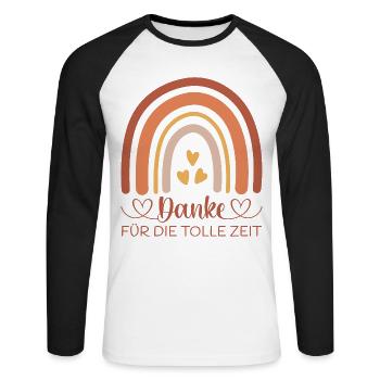 Danke für die tolle Zeit - Erzieherin Danke - Unisex Baseballshirt langarm - Weiß/Schwarz - Vorne - Nik (191cm)