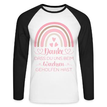 Danke dass Du uns beim Wachsen geholfen hast Kita - Unisex Baseballshirt langarm - Weiß/Schwarz - Vorne - Nik (191cm)