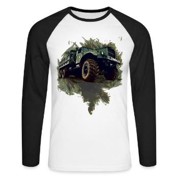 Camion Kraz GDR - T-shirt baseball manches longues Homme - blanc/noir - Devant - Nik (191cm)