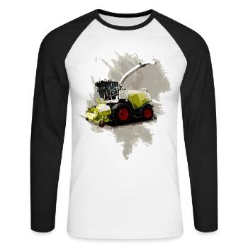 Combine Harvester Claas LEXION 8700 - Unisex Long Sleeve Baseball T-Shirt - white/black - Front - Nik (191cm)