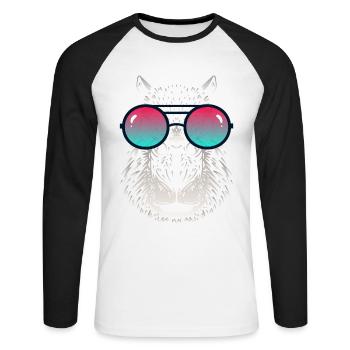 Cool Capybara with Sunglasses - Unisex Long Sleeve Baseball T-Shirt - white/black - Front - Nik (191cm)