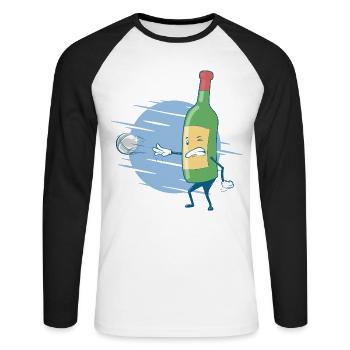 Boules de Boccia Boules de Boules de Boules de Boules de Boccia Tenue de pétanque - T-shirt baseball manches longues Homme - blanc/noir - Devant - Nik (191cm)