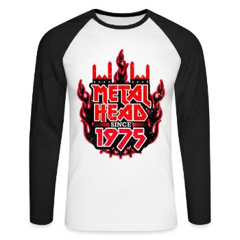 METALHEAD since 1975 - Unisex Long Sleeve Baseball T-Shirt - white/black - Front - Nik (191cm)