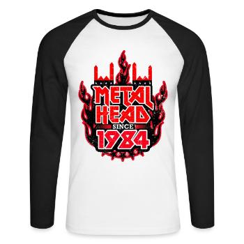 METALHEAD since 1984 - Unisex Baseballshirt langarm - Weiß/Schwarz - Vorne - Nik (191cm)