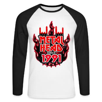METALHEAD since 1991 - Unisex Long Sleeve Baseball T-Shirt - white/black - Front - Nik (191cm)