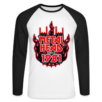 METALHEAD since 1981 - Unisex Long Sleeve Baseball T-Shirt - white/black - Front - Nik (191cm)