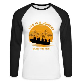 La vie est un voyage - Profitez de la balade - T-shirt de voyage - T-shirt baseball manches longues Homme - blanc/noir - Devant - Nik (191cm)