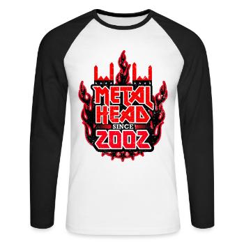 METALHEAD since 2002 - Unisex Long Sleeve Baseball T-Shirt - white/black - Front - Nik (191cm)