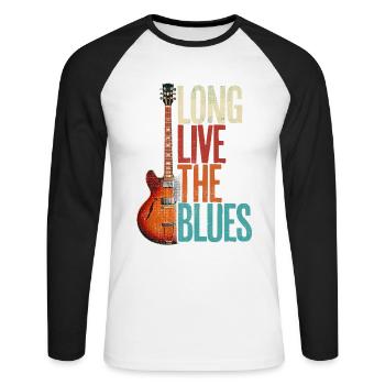 Blues Music Guitar Funny Dicton pour guitariste - T-shirt baseball manches longues Homme - blanc/noir - Devant - Nik (191cm)