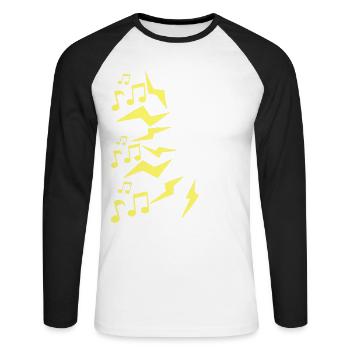Speaker and music - Unisex Long Sleeve Baseball T-Shirt - white/black - Front - Nik (191cm)
