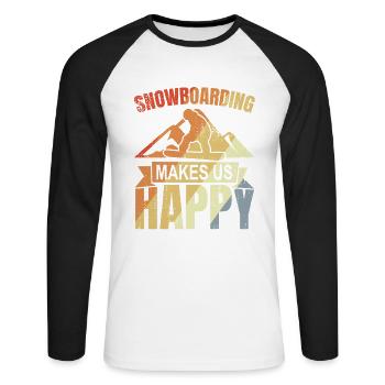 Vintage Snowboarder - Unisex Long Sleeve Baseball T-Shirt - white/black - Front - Nik (191cm)