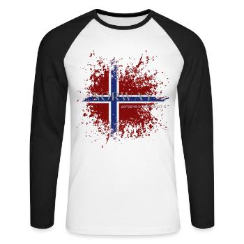 Flag of Norway grunge - Unisex Long Sleeve Baseball T-Shirt - white/black - Front - Nik (191cm)