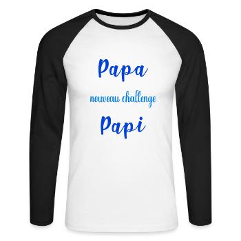 Mission de papa accomplie nouveau challenge être  - T-shirt baseball manches longues Homme - blanc/noir - Devant - Nik (191cm)