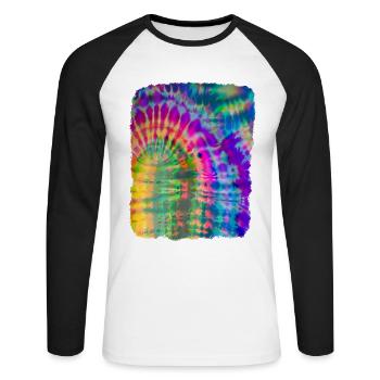Tie Dye Batik - Unisex Baseballshirt langarm - Weiß/Schwarz - Vorne - Nik (191cm)