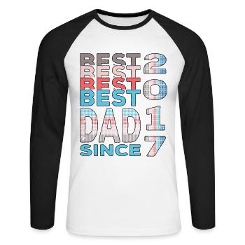 Best dad in the world since 2017 Father's Day birthday - Unisex Long Sleeve Baseball T-Shirt - white/black - Front - Nik (191cm)