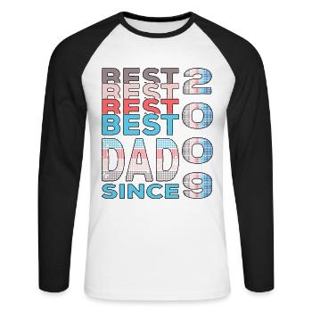 Bester Papa der Welt seit 2009 Vatertag Geburtstag - Unisex Baseballshirt langarm - Weiß/Schwarz - Vorne - Nik (191cm)