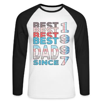 Bester Papa der Welt seit 1997 Vatertag - Unisex Baseballshirt langarm - Weiß/Schwarz - Vorne - Nik (191cm)