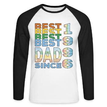 Bester Papa der Welt seit 1996 Vatertag - Unisex Baseballshirt langarm - Weiß/Schwarz - Vorne - Nik (191cm)