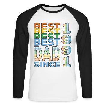 Best dad in the world since 1991 Father's Day - Unisex Long Sleeve Baseball T-Shirt - white/black - Front - Nik (191cm)
