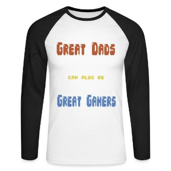 Gamerpapa Father's Day Gift - Unisex Long Sleeve Baseball T-Shirt - white/black - Front - Nik (191cm)