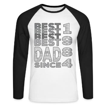 Meilleur papa du monde depuis 1984 Fête des Pères - T-shirt baseball manches longues Homme - blanc/noir - Devant - Nik (191cm)