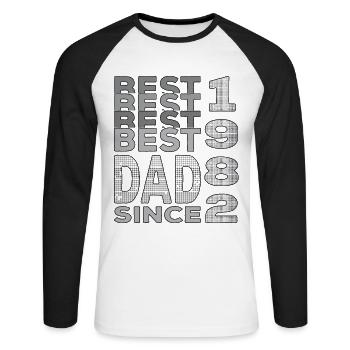 Bester Papa der Welt seit 1982 Vatertag - Unisex Baseballshirt langarm - Weiß/Schwarz - Vorne - Nik (191cm)