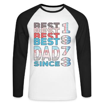 Meilleur papa du monde depuis 1973 anniversaire de la fête des pères - T-shirt baseball manches longues Homme - blanc/noir - Devant - Nik (191cm)