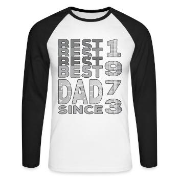 Meilleur papa du monde depuis 1973 anniversaire de la fête des pères - T-shirt baseball manches longues Homme - blanc/noir - Devant - Nik (191cm)