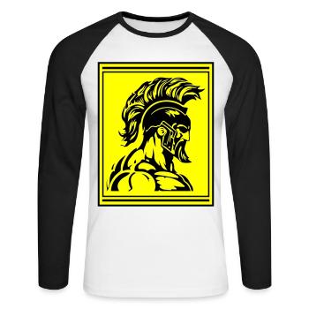 Spartan Warrior Gladiator Muscles - Unisex Long Sleeve Baseball T-Shirt - white/black - Front - Nik (191cm)