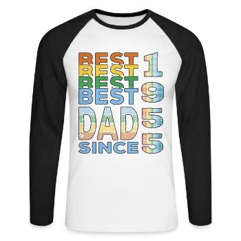 Bester Papa der Welt seit 1955 Vatertag - Unisex Baseballshirt langarm - Weiß/Schwarz - Vorne - Nik (191cm)