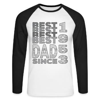 Bester Papa der Welt seit 1953 Vatertag - Unisex Baseballshirt langarm - Weiß/Schwarz - Vorne - Nik (191cm)