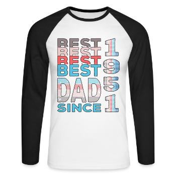 Bester Papa der Welt seit 1951 Vatertag - Unisex Baseballshirt langarm - Weiß/Schwarz - Vorne - Nik (191cm)