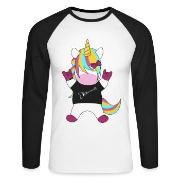 Licorne métallique - T-shirt baseball manches longues Homme - blanc/noir - Devant - Nik (191cm)