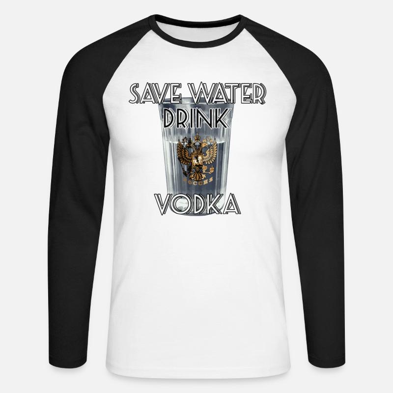 Save Water Drink Vodka Geschenk - Unisex Baseballshirt langarm - Weiß/Schwarz