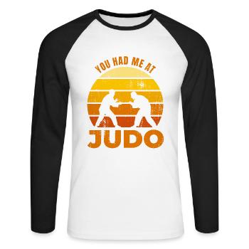 Le dicton du judoka - T-shirt baseball manches longues Homme - blanc/noir - Devant - Nik (191cm)