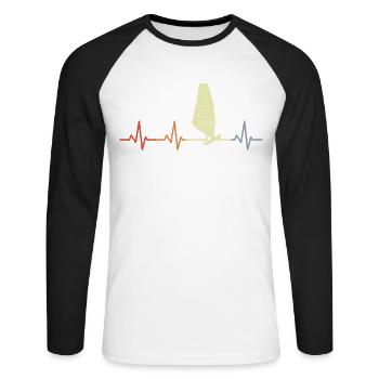 Windsurfer Heartline Vintage - Unisex Long Sleeve Baseball T-Shirt - white/black - Front - Nik (191cm)