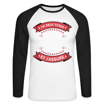 Deux Titres Papa Et Beau-Père Cadeau humour - T-shirt baseball manches longues Homme - blanc/noir - Devant - Nik (191cm)