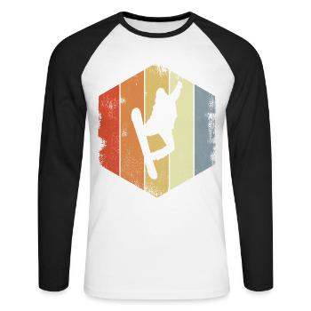 Vintage Snowboarder - Unisex Baseballshirt langarm - Weiß/Schwarz - Vorne - Nik (191cm)
