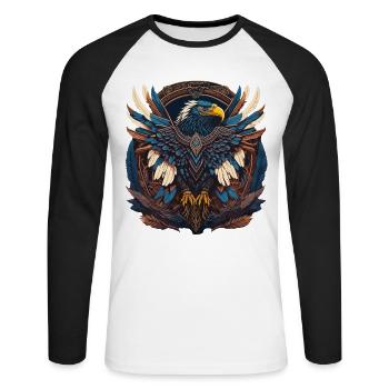Native Native American Native American Falcon Animal - Unisex Long Sleeve Baseball T-Shirt - white/black - Front - Nik (191cm)