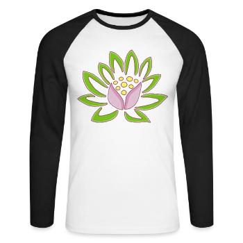 Lotus and nature - Unisex Long Sleeve Baseball T-Shirt - white/black - Front - Nik (191cm)