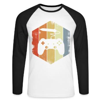 Game Artist - Unisex Baseballshirt langarm - Weiß/Schwarz - Vorne - Nik (191cm)