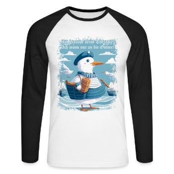 Ich brauche keine Therapie, muss nur an die Ostsee - Unisex Baseballshirt langarm - Weiß/Schwarz - Vorne - Nik (191cm)