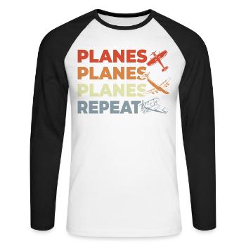 Flugzeugliebhaber - Unisex Baseballshirt langarm - Weiß/Schwarz - Vorne - Nik (191cm)