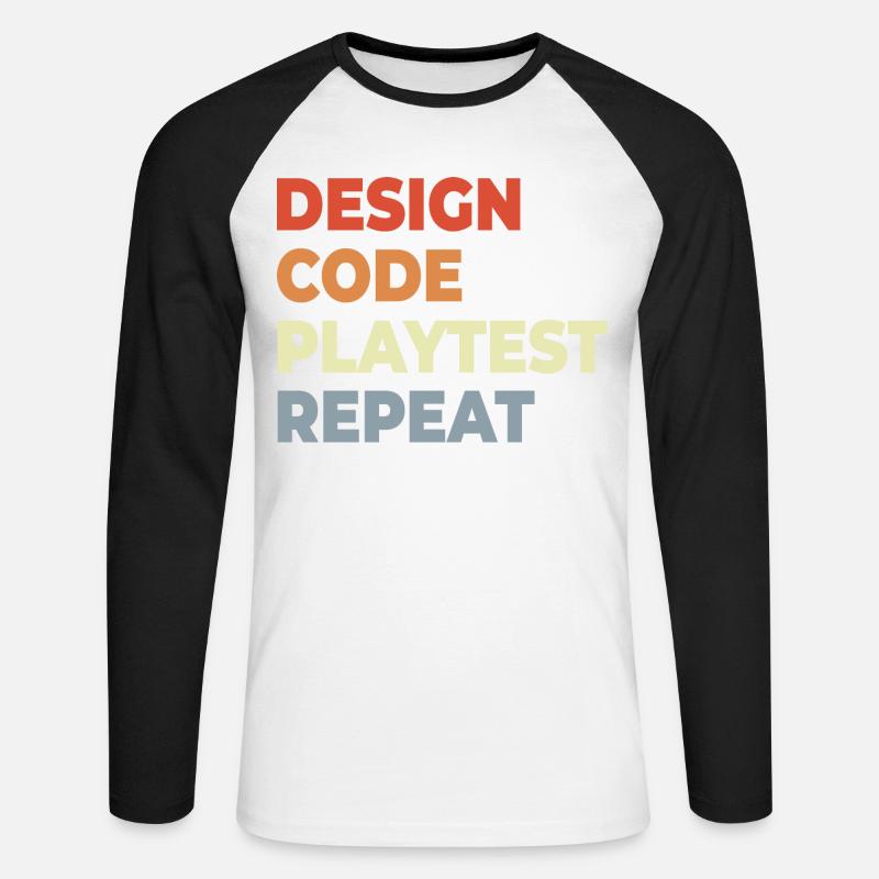 Game Development Workflow - Unisex Long Sleeve Baseball T-Shirt - white/black