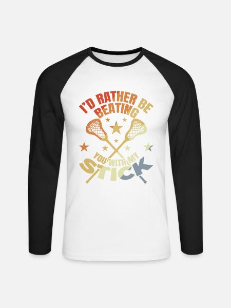 Funny lacrosse joke - Unisex Long Sleeve Baseball T-Shirt - white/black