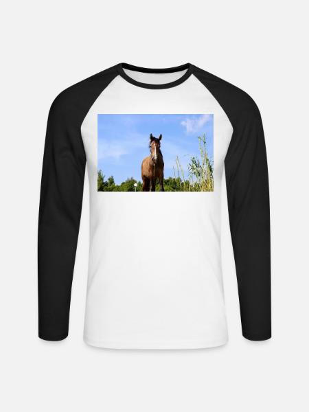 Affiche Cheval Cheval - T-shirt baseball manches longues Homme - blanc/noir